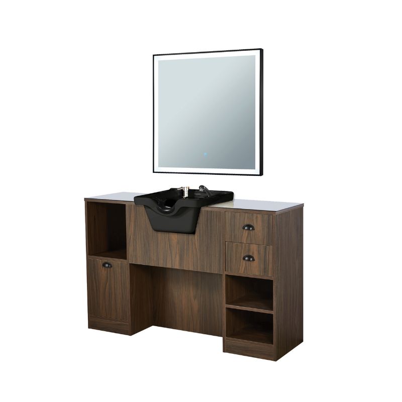 OKE 9 B Coiffeuse avec vasque - Bois foncé