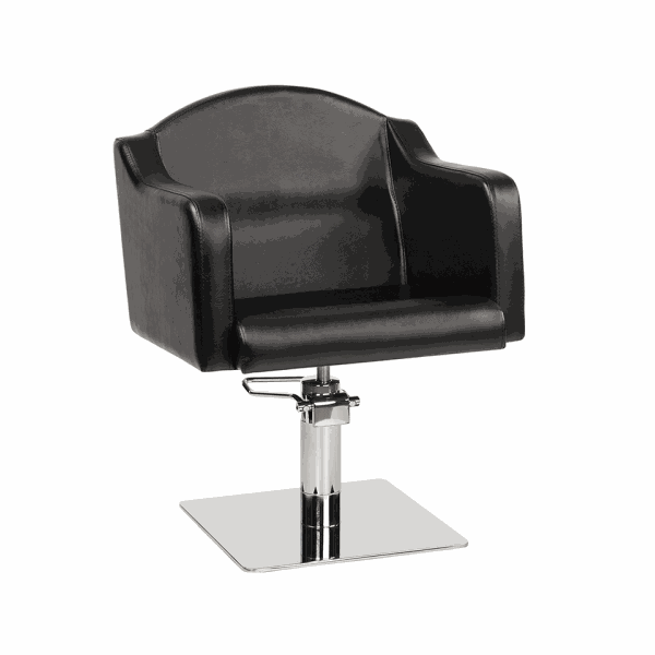 ESPANIA Fauteuil de coiffure noir avec base chromée de forme carré