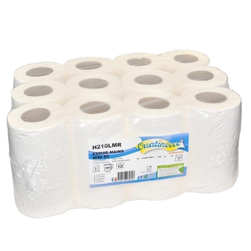 Essuie-Mains Mini Dévidage Central - Lot de 12 Rouleaux