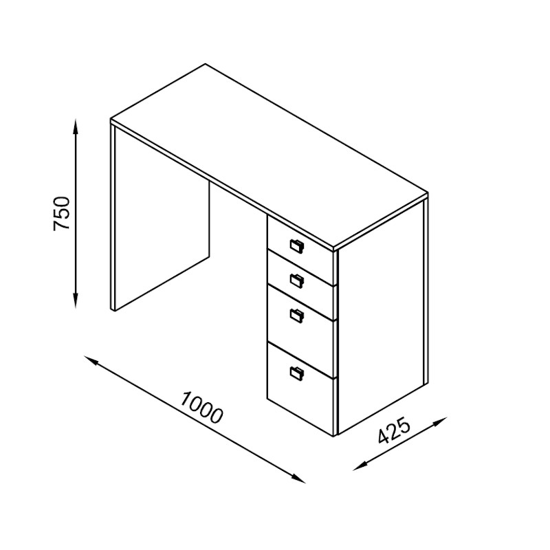 GEN Table de Manucure - Chêne - dimensions