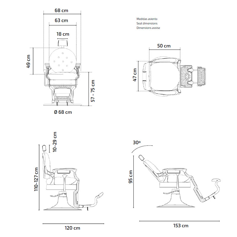 ELVI Fauteuil Barbier - dimensions