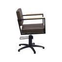 TANZA BROWN Fauteuil coiffure - bois base etoile noire - Malys Equipements