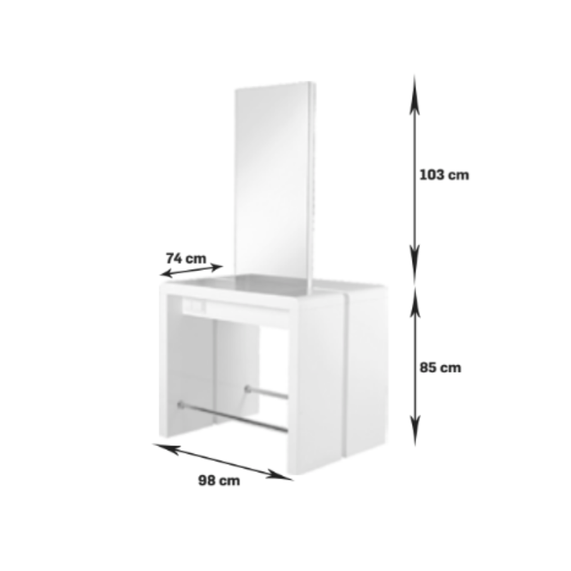 Coiffeuse Centrale REFLECTION II ISLAND 2 Places - Dimensions et Mesures - Malys Equipements