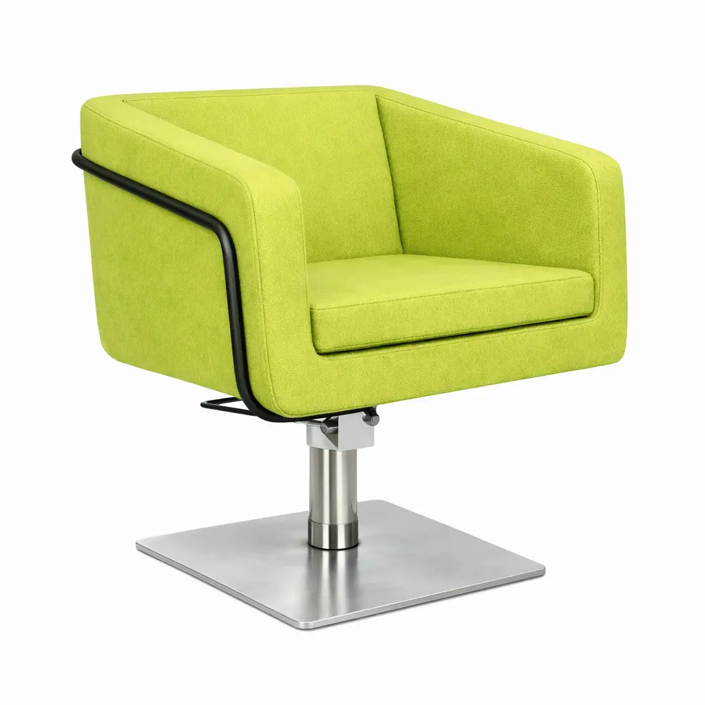EGAN B Fauteuil coiffure Vert 11 Base carrée Inox.webp