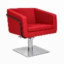 EGAN B Fauteuil coiffure Rouge Base Carré Inox.webp
