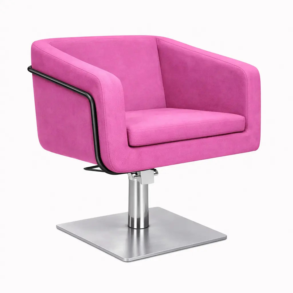 EGAN B Fauteuil coiffure Rose 16 Base Carrée Inox.webp