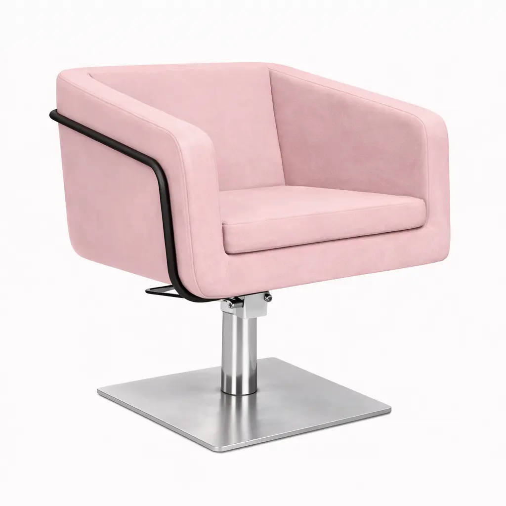 EGAN B Fauteuil coiffure Rose Pale 15 Base Carrée Inox.webp