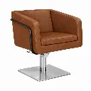 EGAN B Fauteuil coiffure Camel 04 Base carrée inox.webp