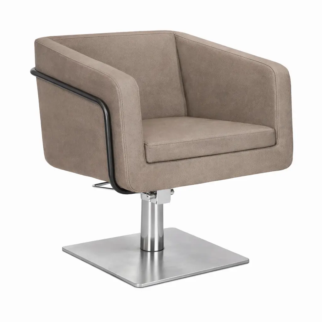 EGAN B Fauteuil coiffure Beige Foncé 03 Base carrée inox.webp