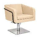 EGAN B Fauteuil coiffure Beige 02 Base Carrée Inox.webp