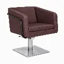 EGAN B Fauteuil coiffure Pune Marron 05 Base carrée Inox.webp