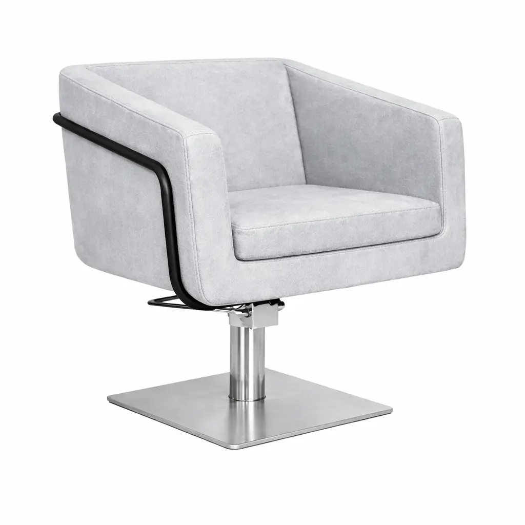 EGAN B Fauteuil coiffure Gris 07 Base Carrée Inox.webp