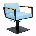 OCEAN BLACK Fauteuil coiffure - bois Bleu Ciel 13  Base Carrée Noire.webp