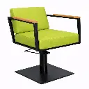 OCEAN BLACK Fauteuil coiffure - bois Vert 11  Base Carrée Noire.webp