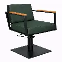 OCEAN BLACK Fauteuil coiffure - bois Vert sapin 10  Base Carrée Noire.webp