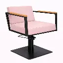 OCEAN BLACK Fauteuil coiffure - bois Rose pale 15  Base Carrée Noire.webp