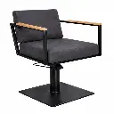 OCEAN BLACK Fauteuil coiffure - bois Gris Foncé 08 Base Carrée Noire.webp