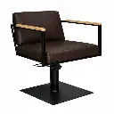 OCEAN BLACK Fauteuil coiffure - bois Brun 06 Base Carrée Noire.webp
