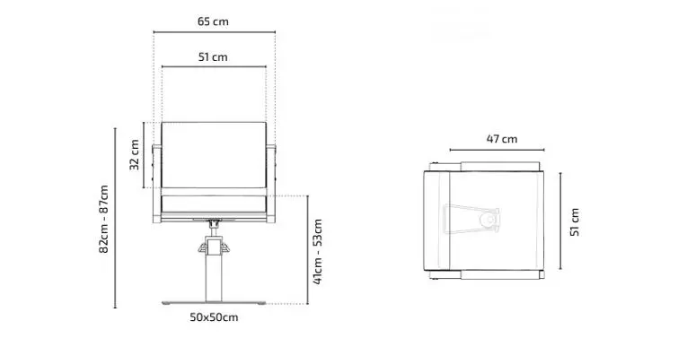 TANZA BLACK Fauteuil coiffure - dimensions - Malys Equipements.webp