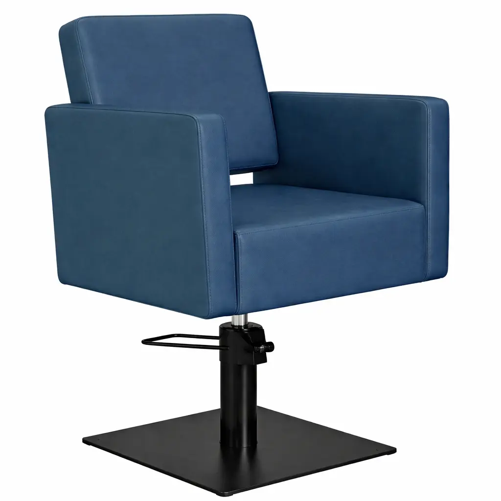 DORA Fauteuil coiffure Bleu Foncé 14 Base Carrée Noire.webp
