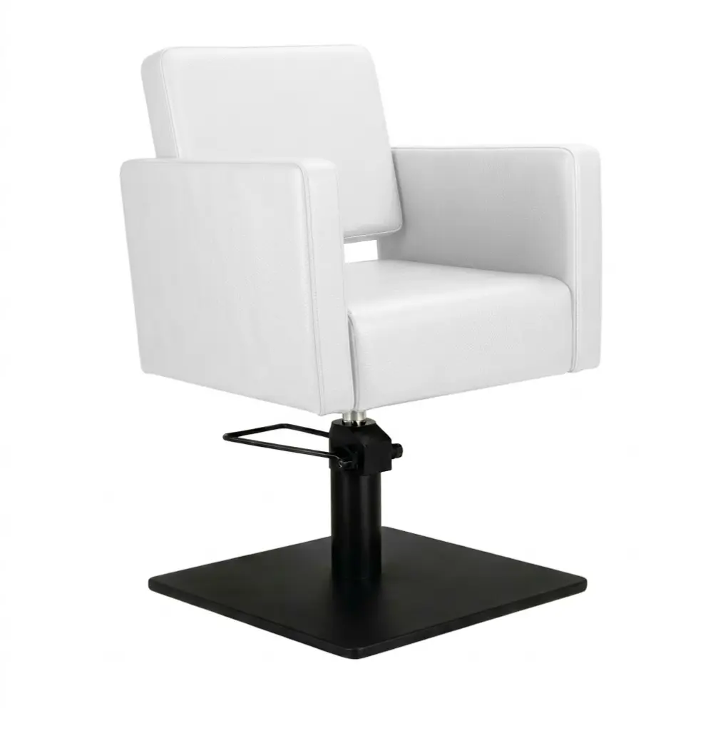 DORA Fauteuil coiffure Blanc 01 - Base Carrée Noire.webp