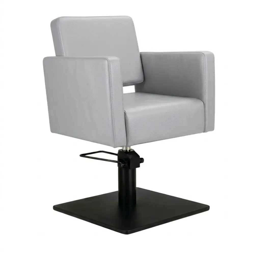 DORA Fauteuil coiffure Gris Clair 07 - Base Carrée Noire.webp