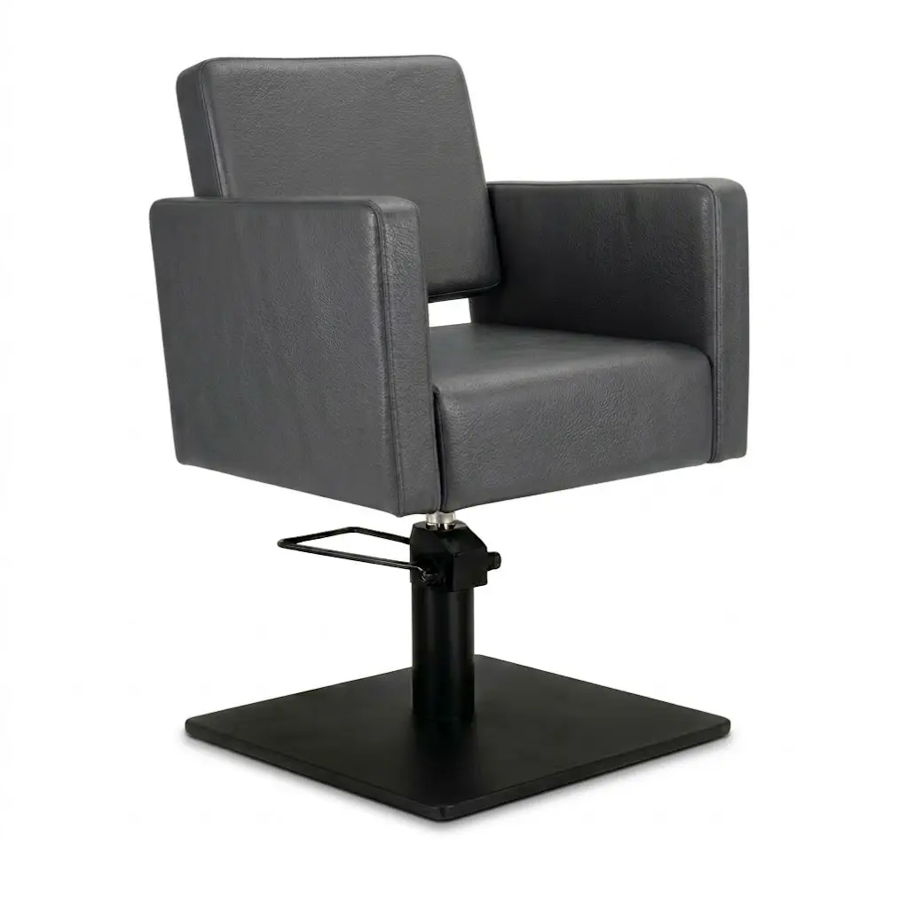 DORA Fauteuil coiffure Gris Foncé 08 - Base Carrée Noire.webp
