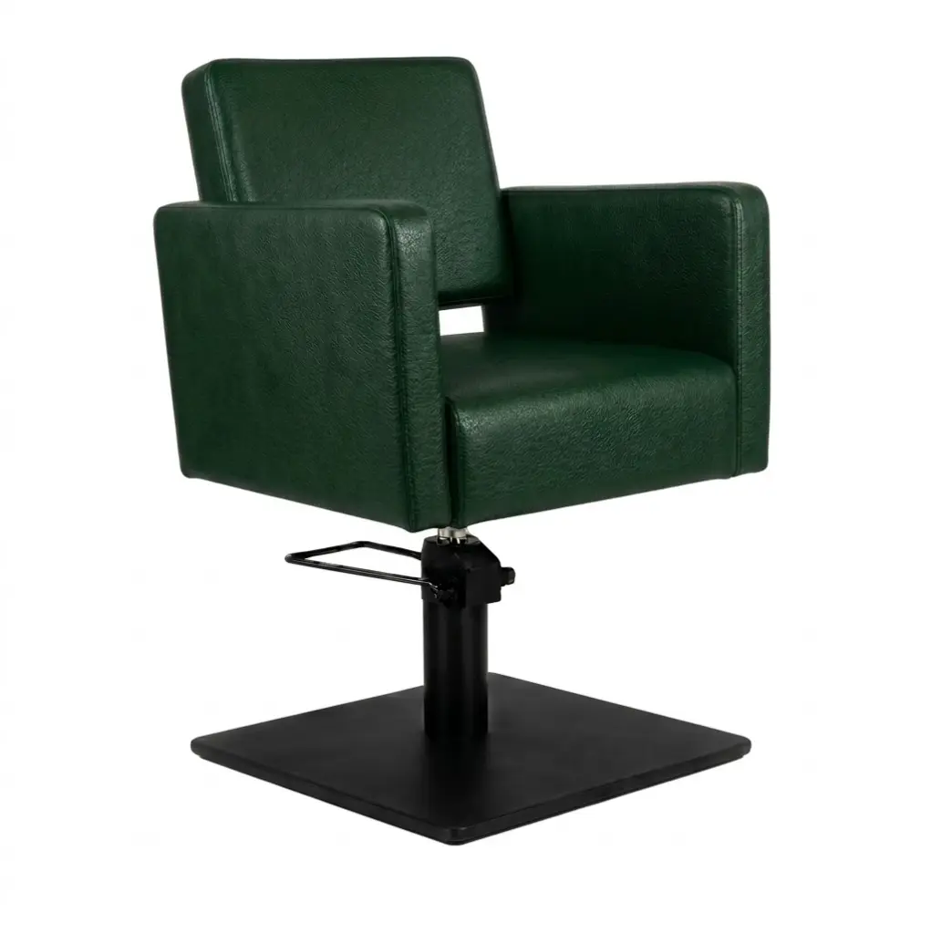 DORA Fauteuil coiffure Vert Foncé 10 - Base Carrée Noire.webp
