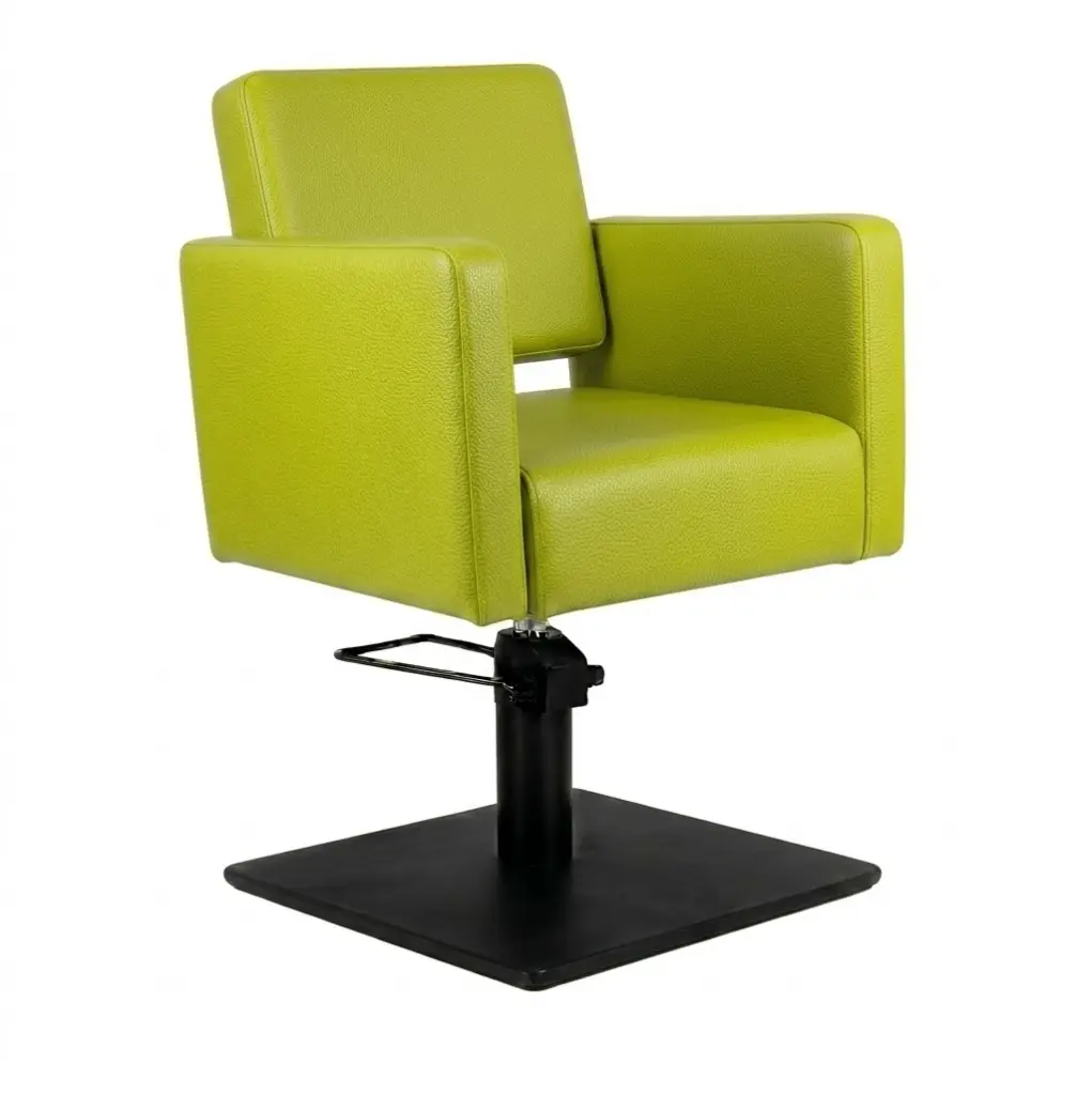 DORA Fauteuil coiffure Vert Citron 11 - Base Carrée Noire.webp