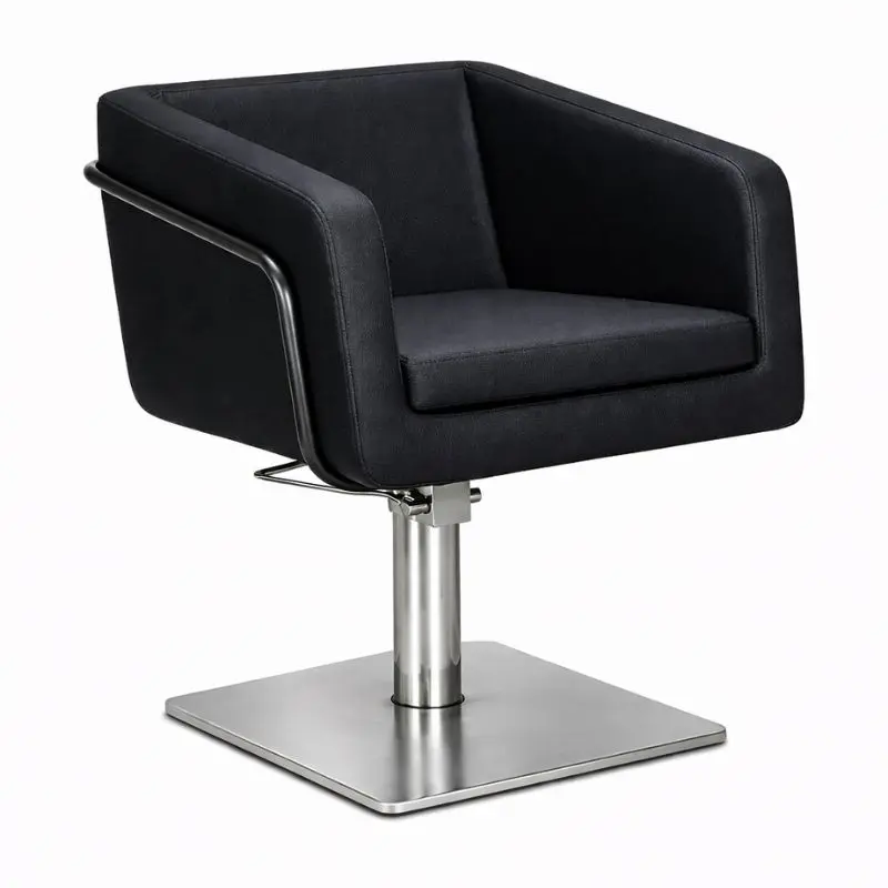 EGAN B Fauteuil coiffure Noir Base Carré Inox.webp