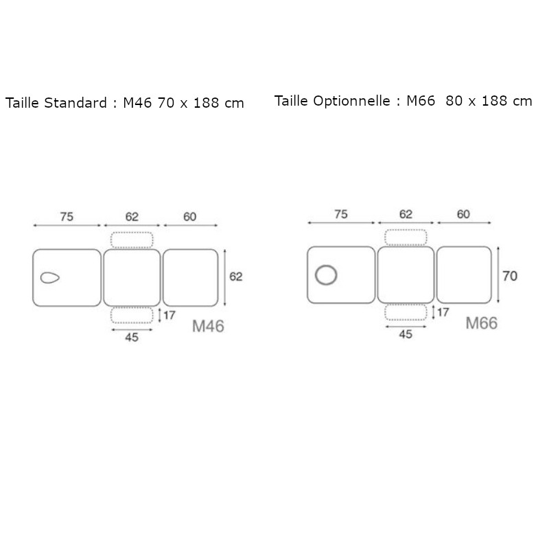 C5557 Table électrique 3 plans Ecopostural - dimensions 1 - Malys Equipements