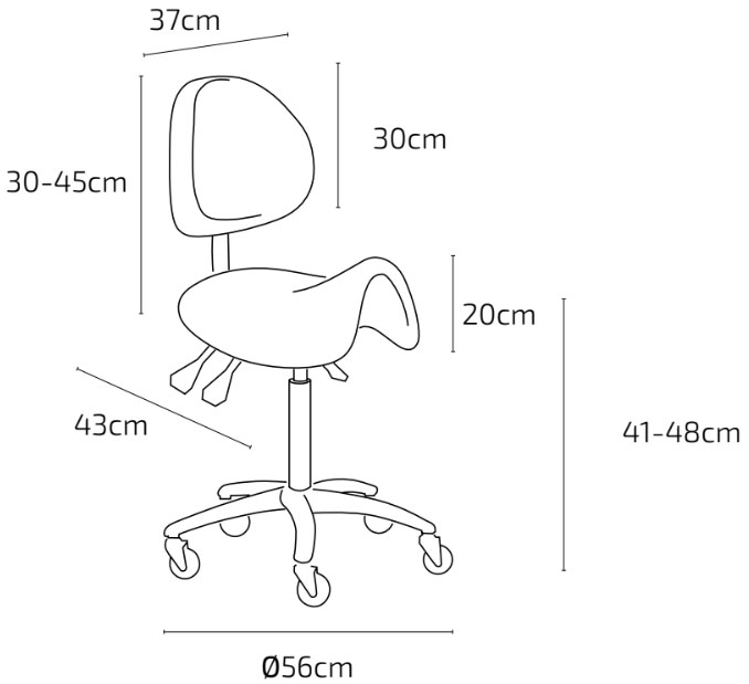 AUBE Tabouret Pédicure - dimensions - Malys Equipements