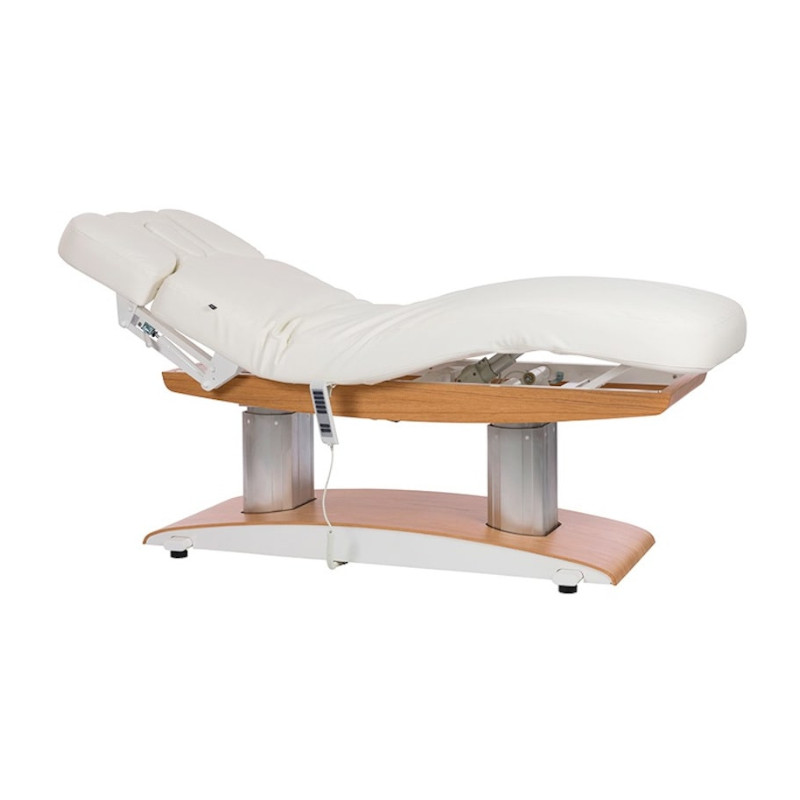 Elektrische Massage- und Behandlungsliege TROCH – Gestell aus hellem Holz