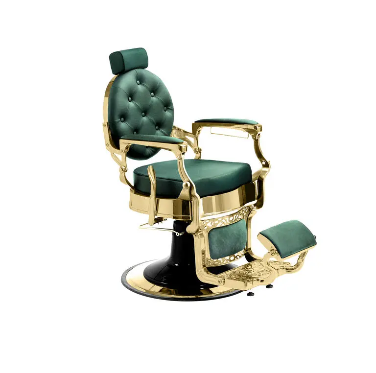 Sillón de barbero MAE GOLD GREEN