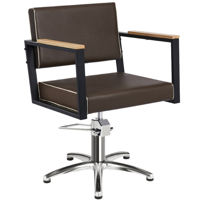 OCEAN BROWN Fotel fryzjerski - drewno