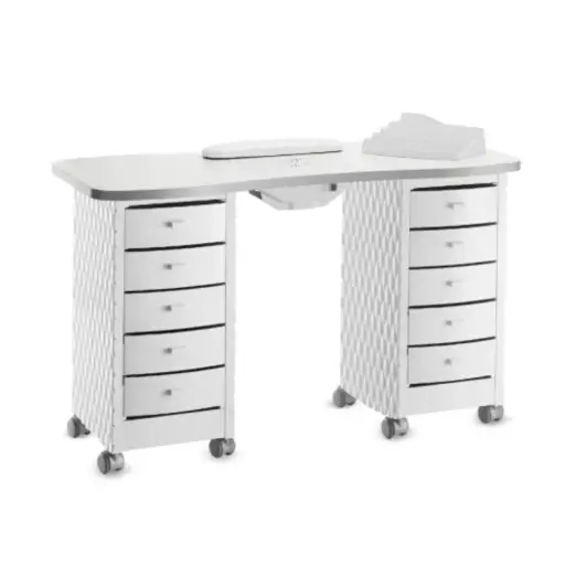 [ART-DECORII-AVECASPIRATEUR] DECOR II Table de manucure double rangement avec aspirateur