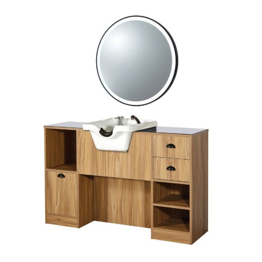 OKE 7 BR Kappersstoel met wasbak - Licht hout