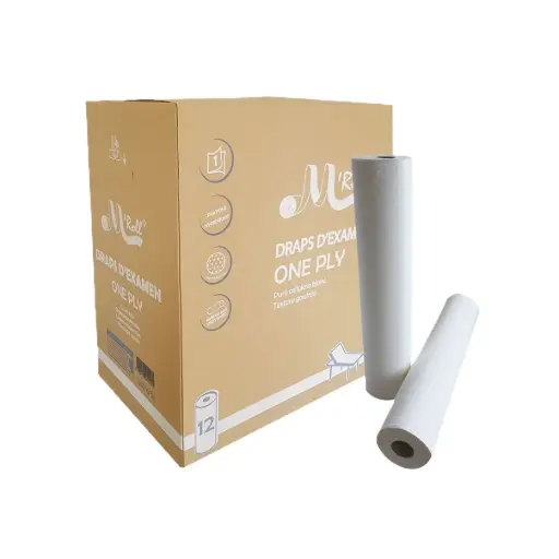 [J126GMR] Lençóis de exame brancos gofrados 50 x 35cm-12 rolos 